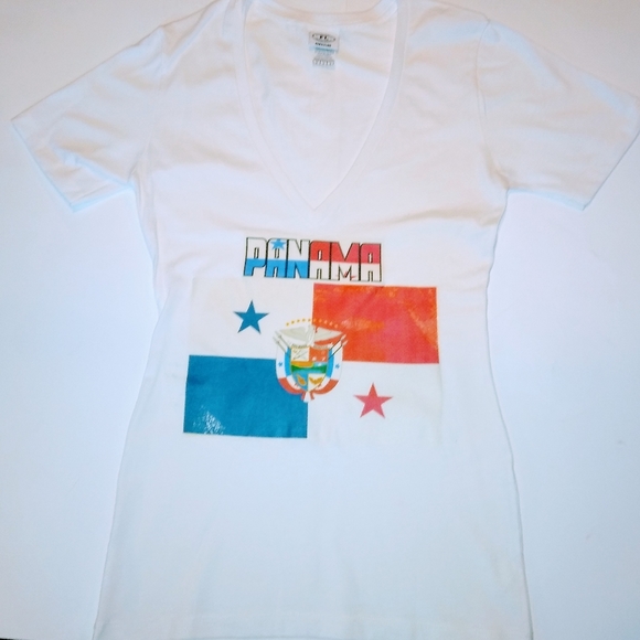 Women V Neck Panama T Shirt - Picture 2 of 3
